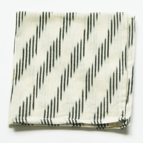 SOLD OUT White Grey Stripe Ikat Cloth Cocktail Napkin Set of 4