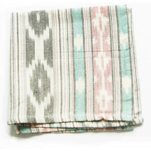 Pastel Ikat Aqua Pink Grey Cocktail Napkin Set of 4