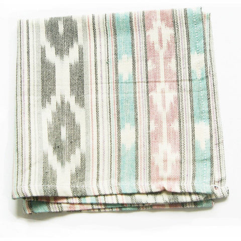 Pastel Ikat Aqua Pink Grey Cocktail Napkin Set of 4