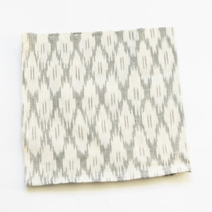 Handwoven Ikat Cloth Dinner Napkin White Ogee Set of 2