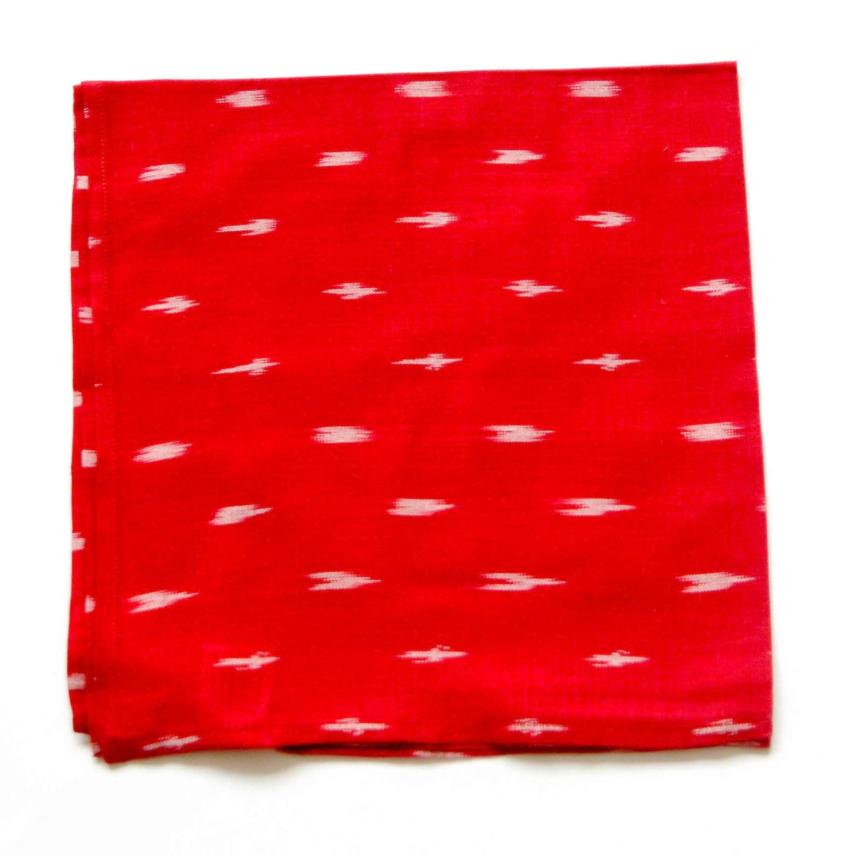 Handwoven Cotton Ikat Red Dash Cloth Dinner Napkins Set of 4