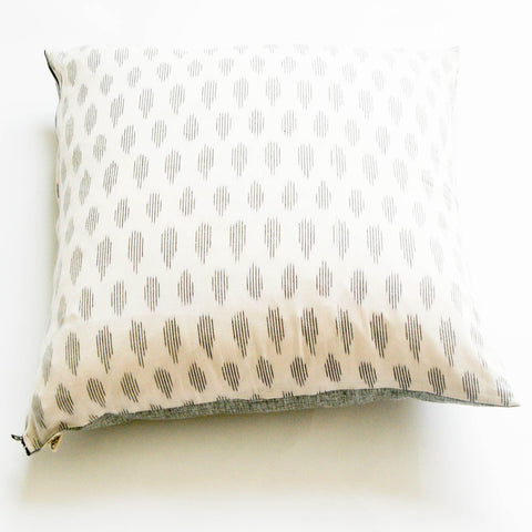 White Modern Dot Cotton Woven Ikat Pillow 22 x 22
