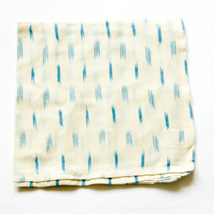 White Blue Dash Ikat Cotton Dinner Napkin Set