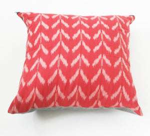 Orange Tulip Cotton Ikat Pillow Cover 22 x 22 Square