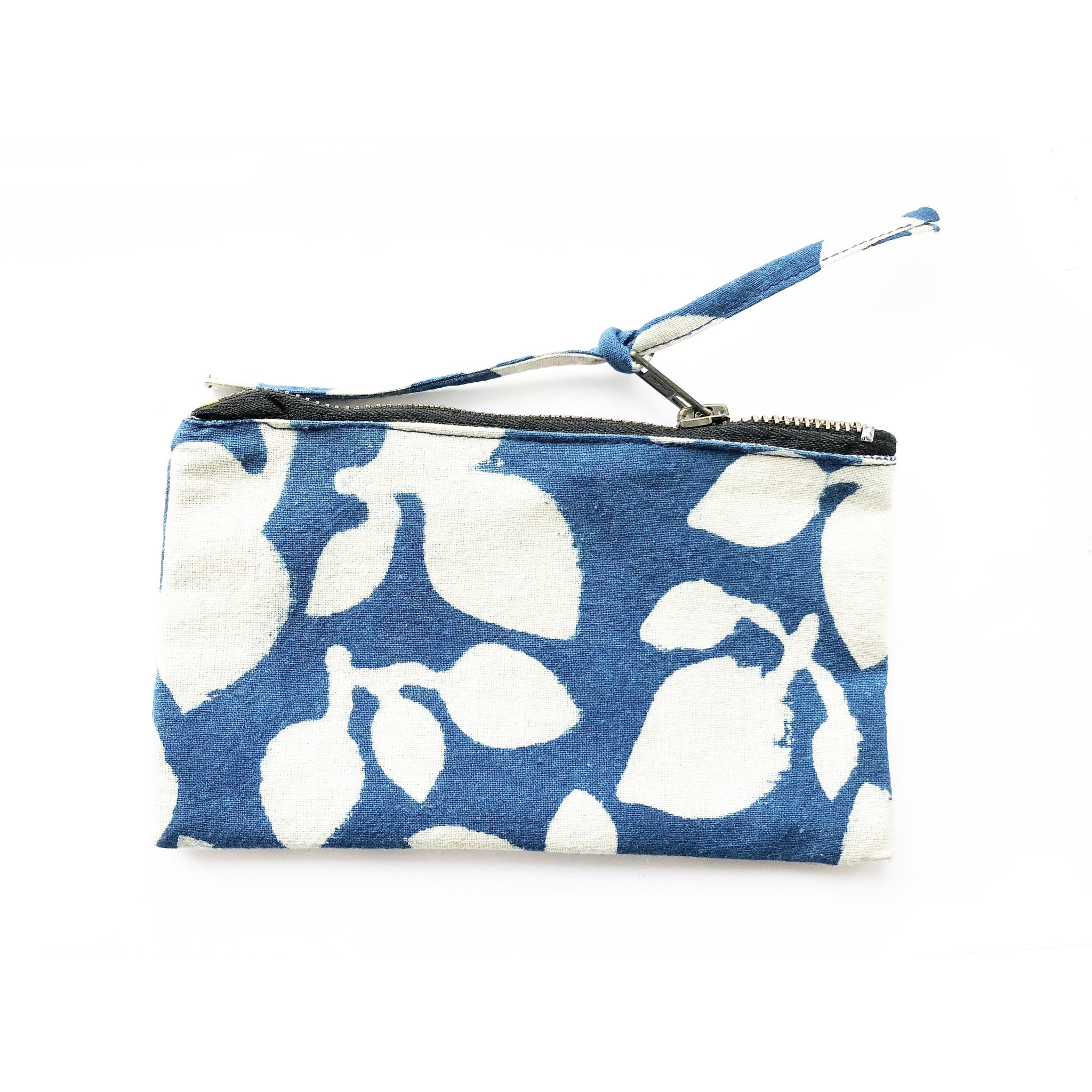 Indigo Blue Leaf Small Zipper Pouch Coin Purse Navy Blue Leaf ...