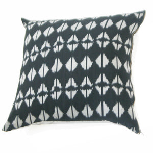 Black Triangle Ikat Cotton Throw Pillow 22 x 22 Square