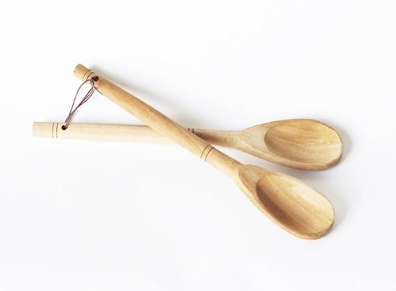 Rustic Wooden Salad Cooking Spoons - Handcarved Mahogany