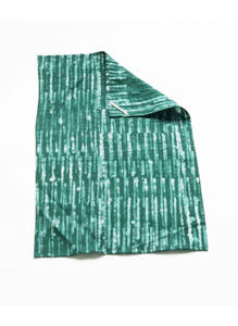 SOLD OUT Emerald Green Stripe Handprint Batik Linen Kitchen Tea Towel