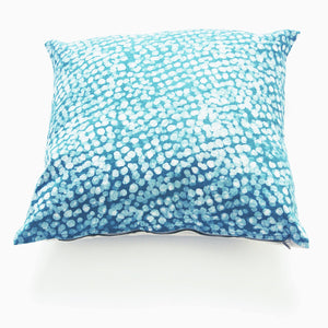 Linen Pillow Cover Teal Dot Batik Blockprinted