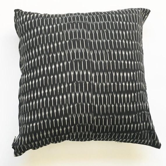 SOLD OUT:  Ikat Pillow Black Grey Dash Handwoven Cotton