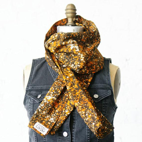 Orange and Brown Hand Painted Batik Cotton Scarf