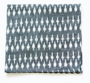 Grey White Dash Handwoven Ikat Cotton Table Napkin