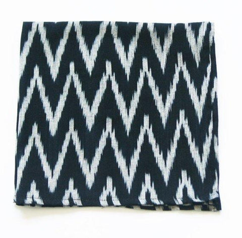Black Grey Zig Zag Cotton Woven Ikat Napkin Set of 4