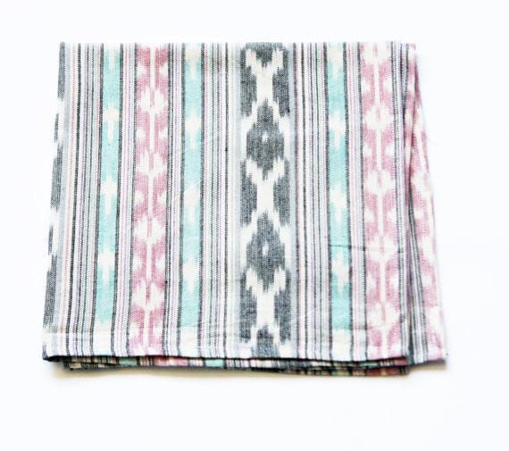 Ikat Napkins- Aqua Pink Stripe