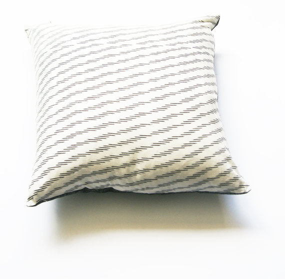 Toss Pillow White Grey Cotton Ikat Zebra Stripe