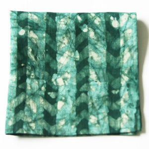 SOLD OUT Emerald Chevron Green Linen Batik Napkins Set of 4