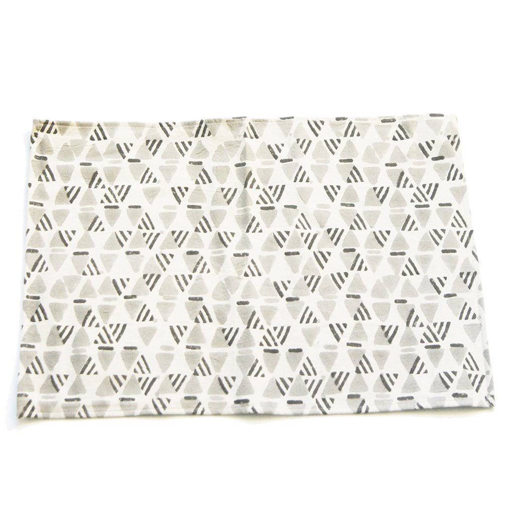 SOLD OUT Gray Handprinted Placemat Set Gray Geometric Print Set of 4