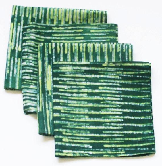 SALE: Green Cloth Napkin Batik Stripe 1 only
