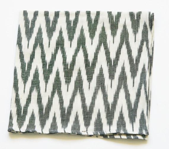 Handwoven Cotton Cloth Napkin Grey Ikat Zig Zag Set of 4