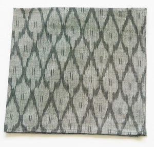 SOLD OUT Grey Cotton Handwoven Cloth Table Napkin Ikat Ogee Pattern Set of 4