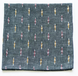 Grey Red Gold Dash Handwoven Ikat Cloth Table Napkin Set of 3
