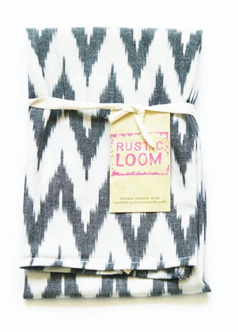 Grey Zig Zag Tea Towel Ikat Cotton Kitchen Towel