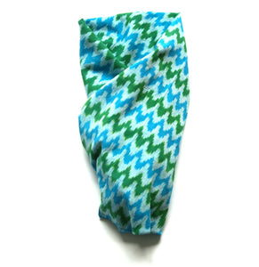 Aqua Blue Green Cotton Ikat Woven Baby Swaddle