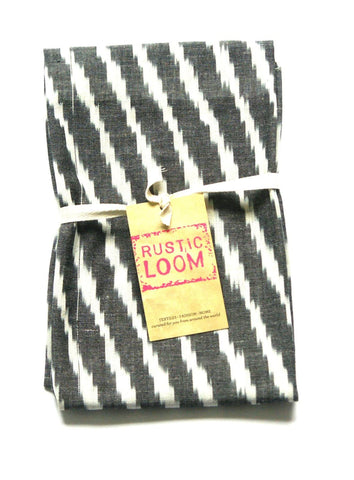 SOLD OUT: Grey Kitchen  Tea Towel - Cotton Handwoven Zebra Stripe Ikat