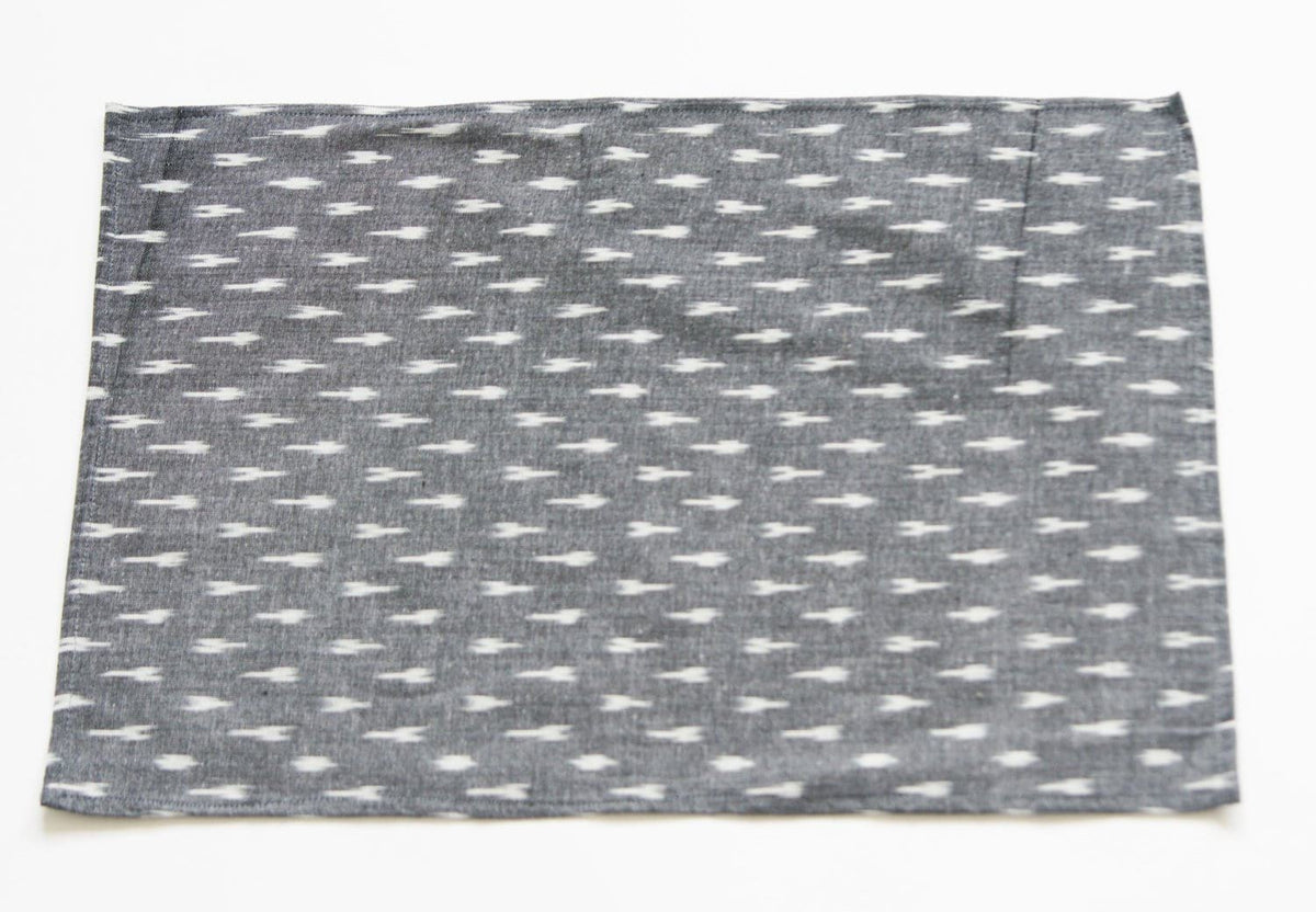 Gray Placemat Set Handwoven Grey White Ikat Dash Set of 4PLACEMATGray