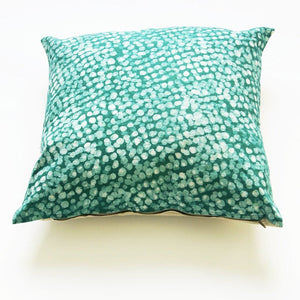 Emerald Green Dot Batik Blockprinted Linen Pillow 20 x 20