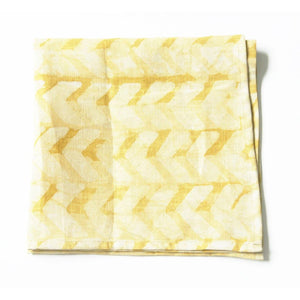 Geometric Chevron Linen Napkin Set Maize Gold Hand Batik Block Printed