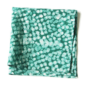 Linen Cloth Napkin Set Emerald Green Dot Hand Batik Block Printed  Set of 4