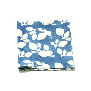 Cotton Block Print Dinner Napkin Indigo Leaf Pattern Set of 4