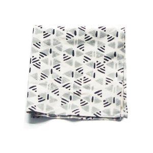 Cotton Hand Printed Dinner Napkins Grey Triangle Geometric Set of 4